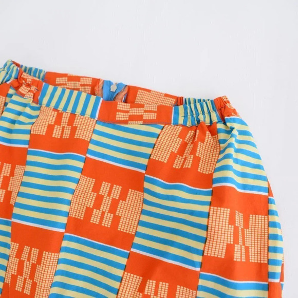 Handmade Orange and Blue Matching Peplum Sleeve  Shirt & Pencil Skirt Set - Picture 14 of 16